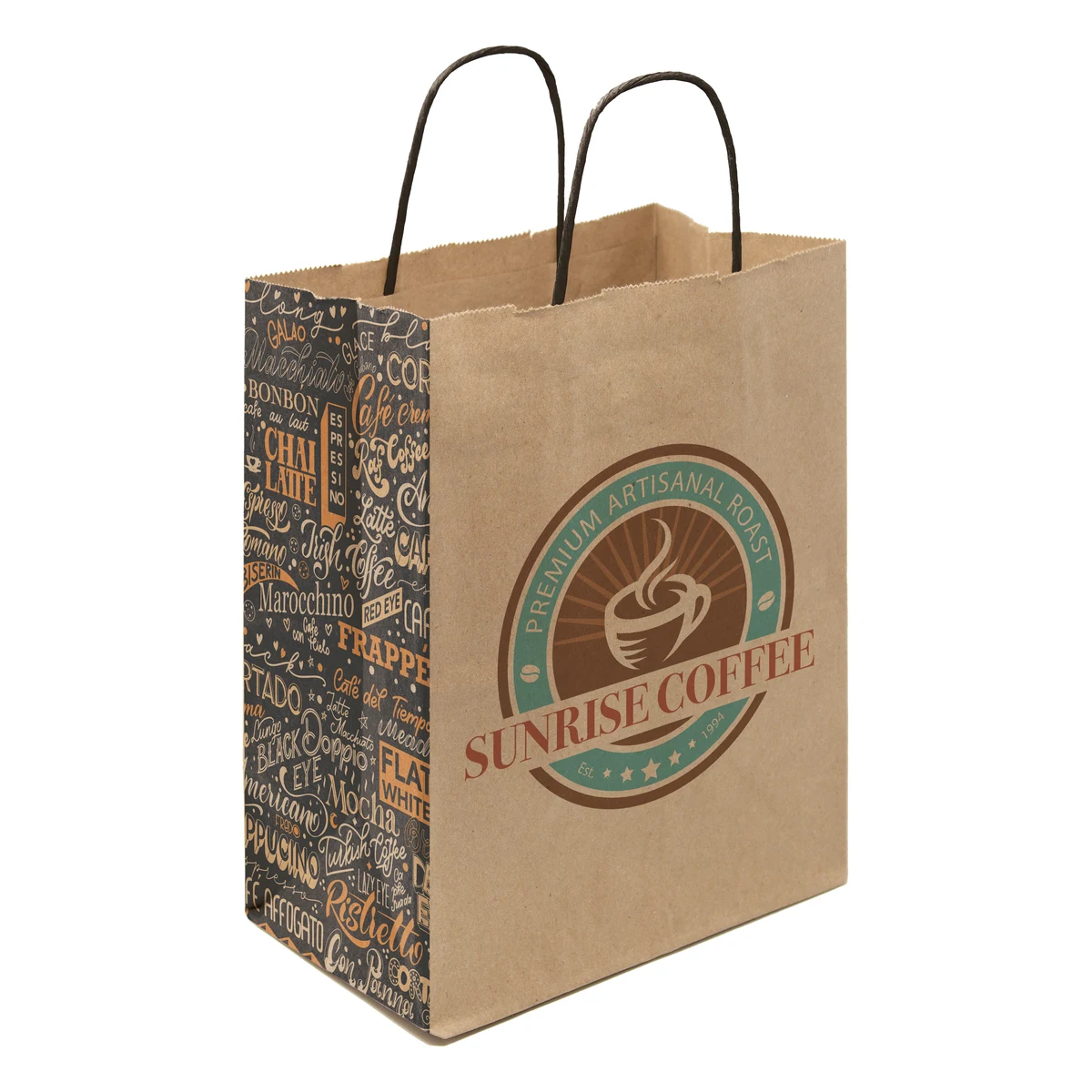 Multi-Sided Full Color Natural Shopper Paper Bag - Black Handle (8.25 x 10.25 x 5) 1