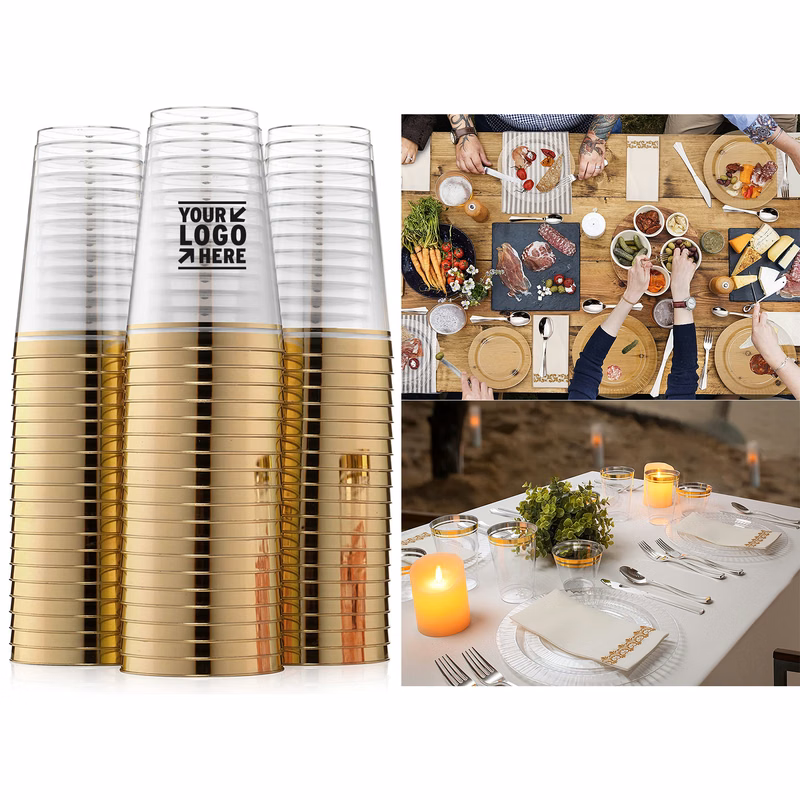14 OZ Premium Gold Plastic Cups