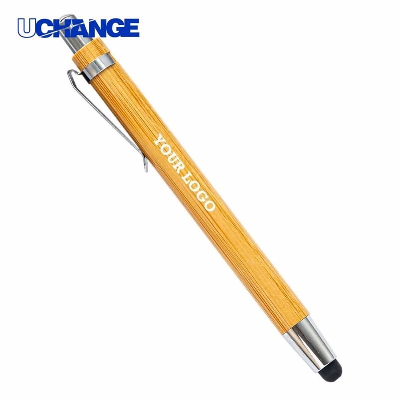 Bamboo Ballpoint Pen with Stylus for Eco Office Use