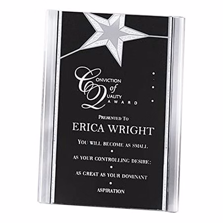 Acrylic Star stand up black/silver 5x7"