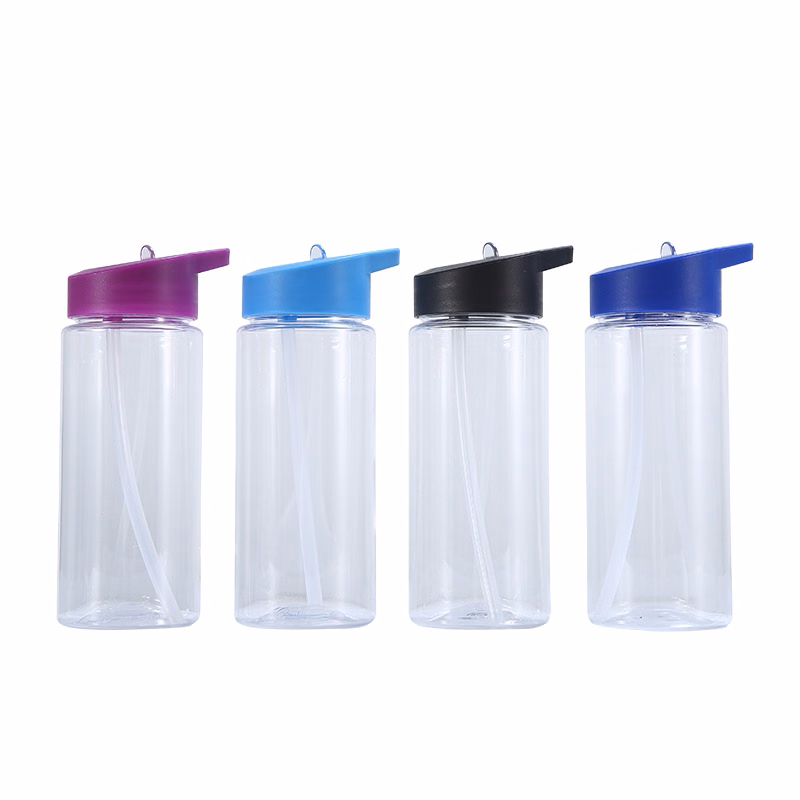 16oz Plastic Sports Water Bottle with Straw and Handle