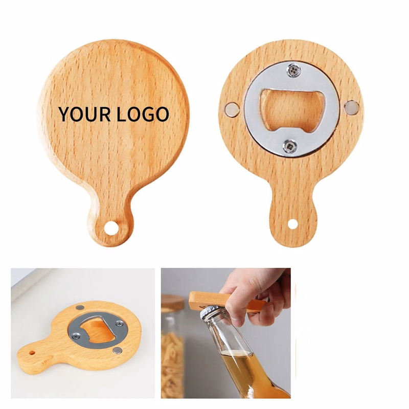 Wooden Refrigerator Bottle Opener with Magnet