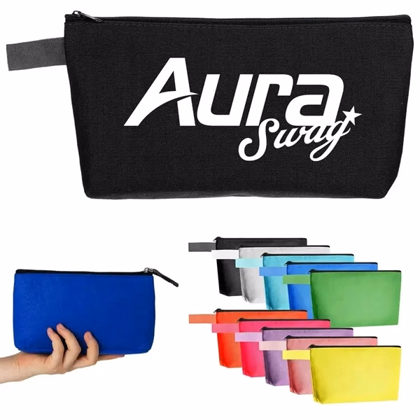 Custom Cotton Canvas Zipper Pouch with Vibrant Colors — Cosmetics & Travel Storage