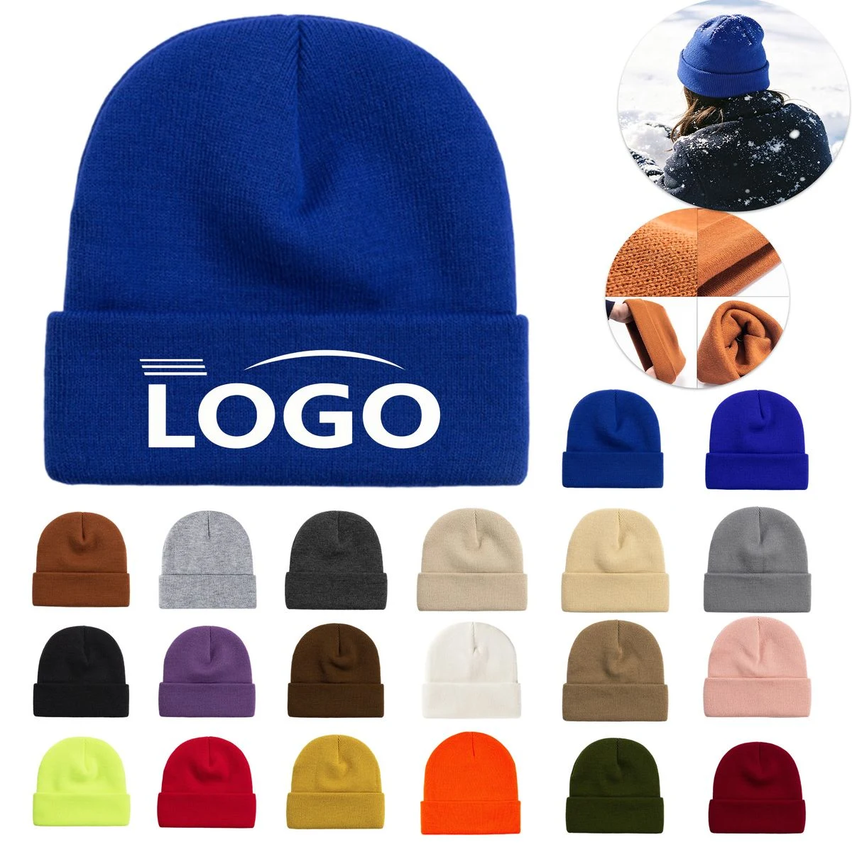 MOQ 10 Warm Solid Color Knitted Hat 1