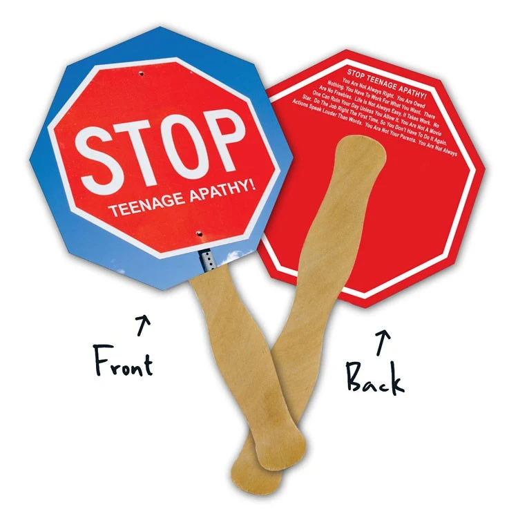 Mini Hand Fan - 5.25x5.25 Octagon Shape Laminated - 14 pt. 1