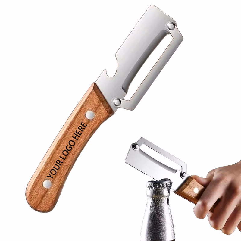 Wooden Handle 2-in-1 Peeler And Bottle Opener