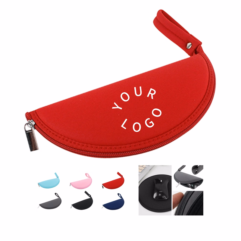 Zipper Mouse Storage Pouch With Mouse Pad Function 7.87" Diameter