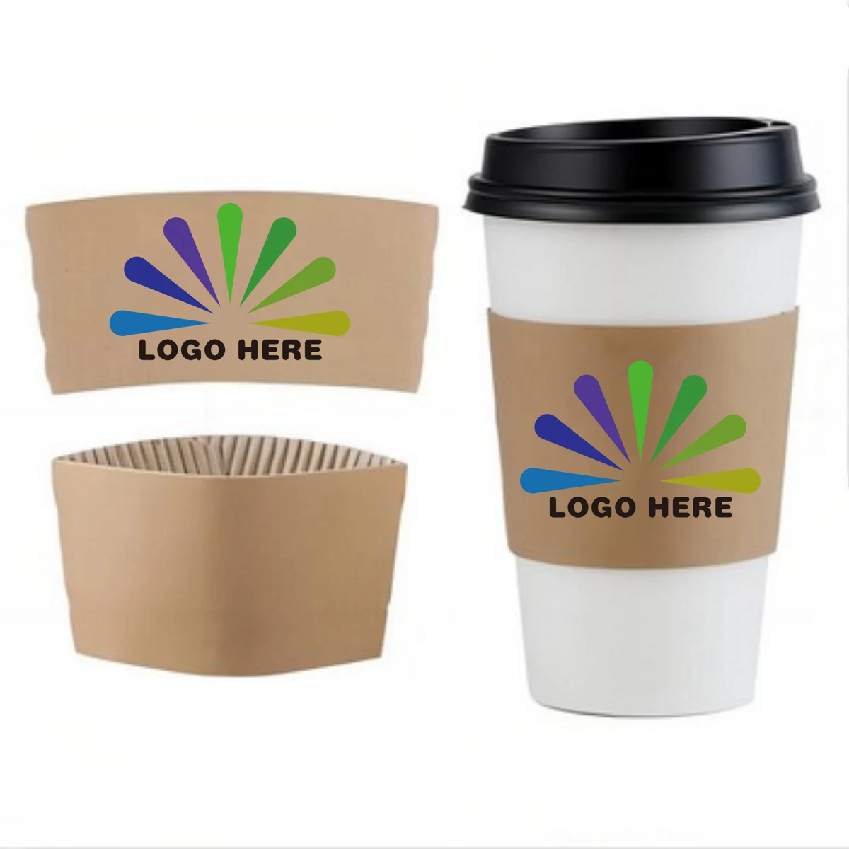 MOQ100 Custom Premium Printed Kraft Coffee Cup Sleeves 1