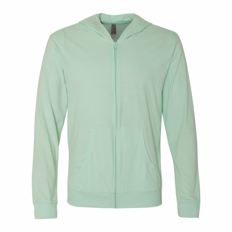 Unisex Sueded Long Sleeve Hooded Full-Zip T-Shirt - 6491
