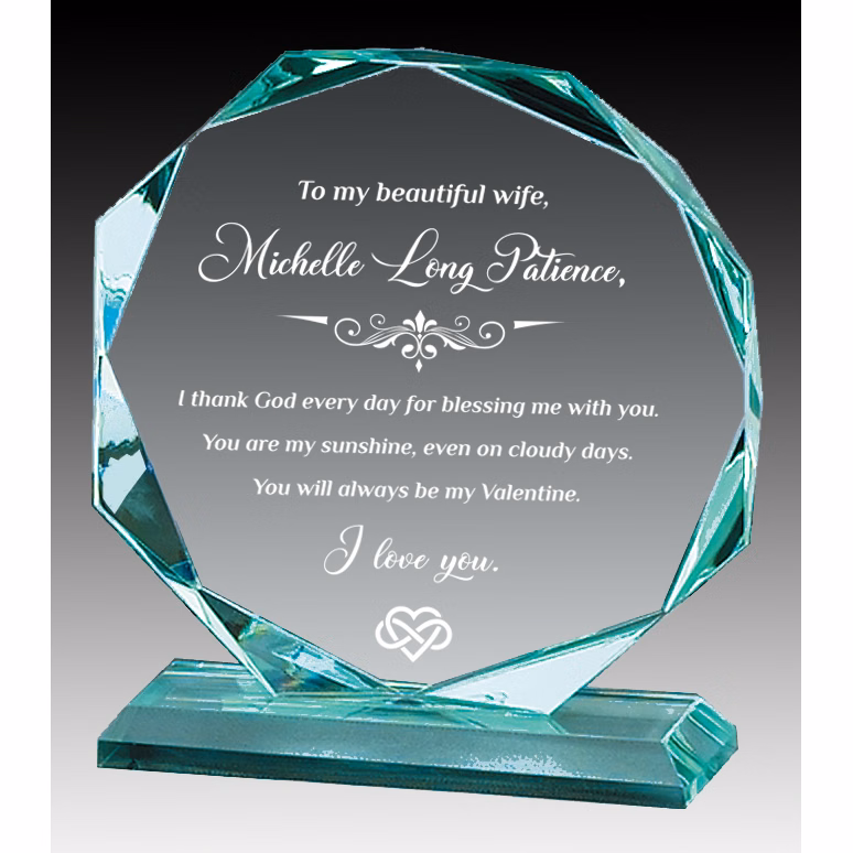 Beveled Jade Glass Octagon Award