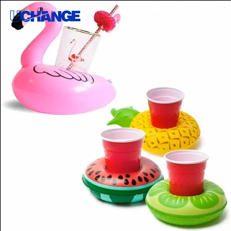 PVC Flamingo Inflatable Cup Holder for Pool Parties & Beach Promotions