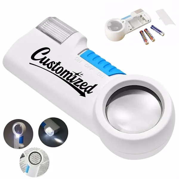 Custom LED Lighted Handheld Magnifier with Ergonomic Grip — Reading and Inspection Tool