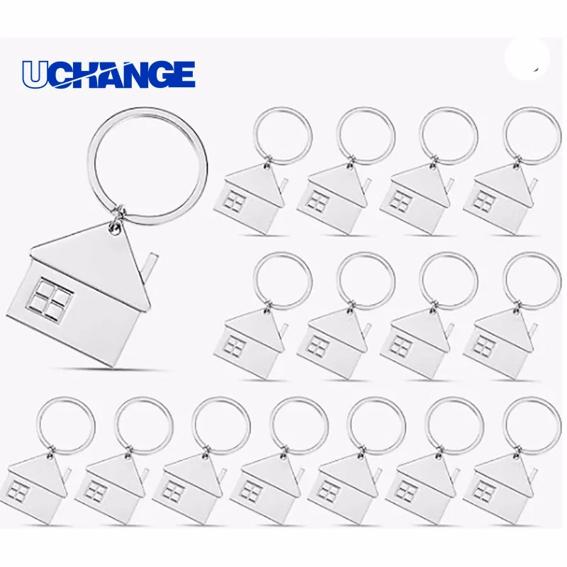 Metal House Shape Keychain Solid Pendant for Key Organization