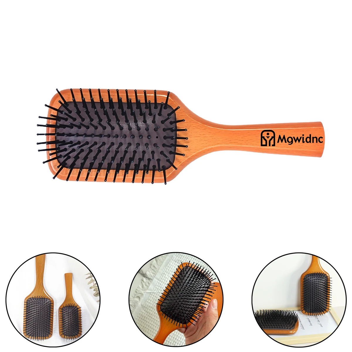 Small Beech Wood Paddle Brush with Air Cushion for Scalp Massage 1