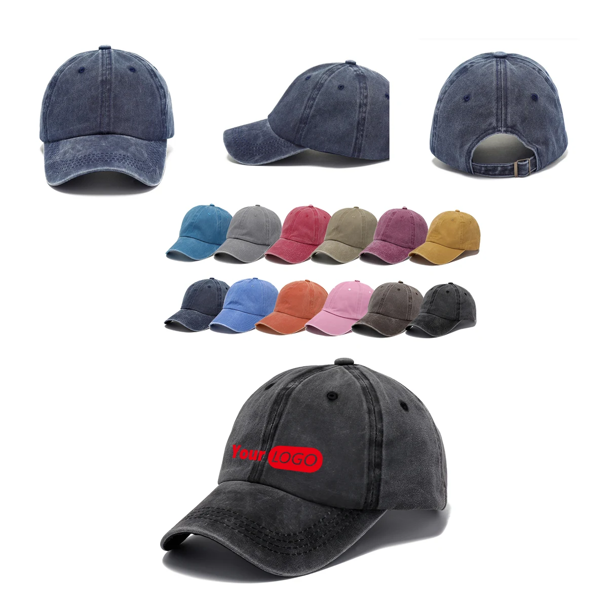 MOQ 50 Washed Embroidery Baseball Cap 1