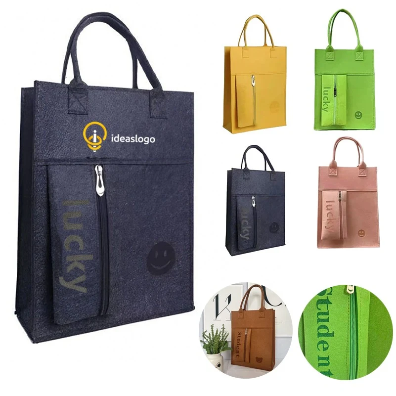 Eco-Friendly Felt Tote Bag with Zippered Pocket 1