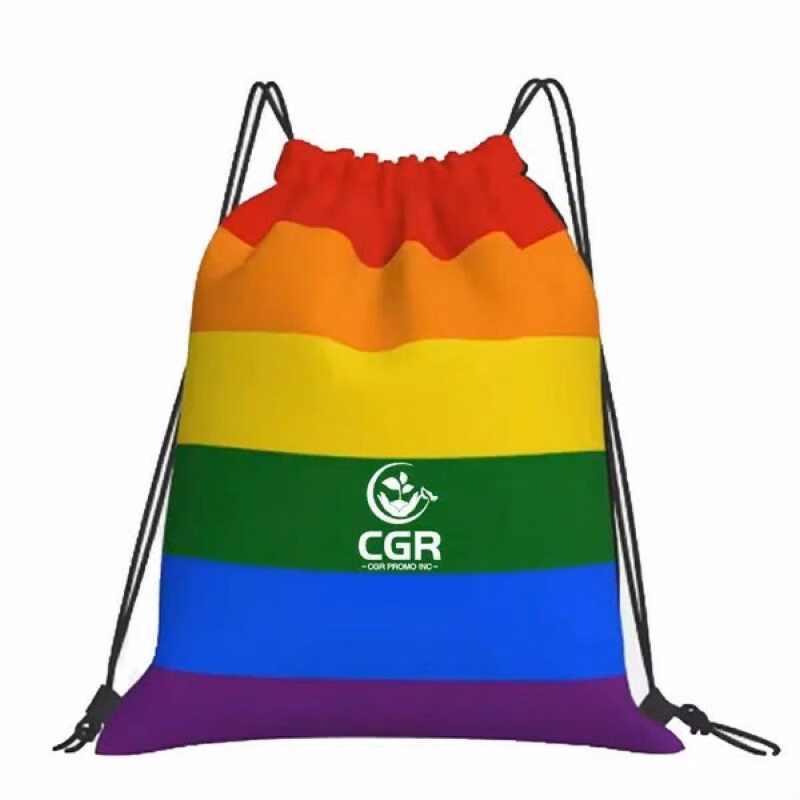 Vibrant Rainbow Drawstring Gym Backpack