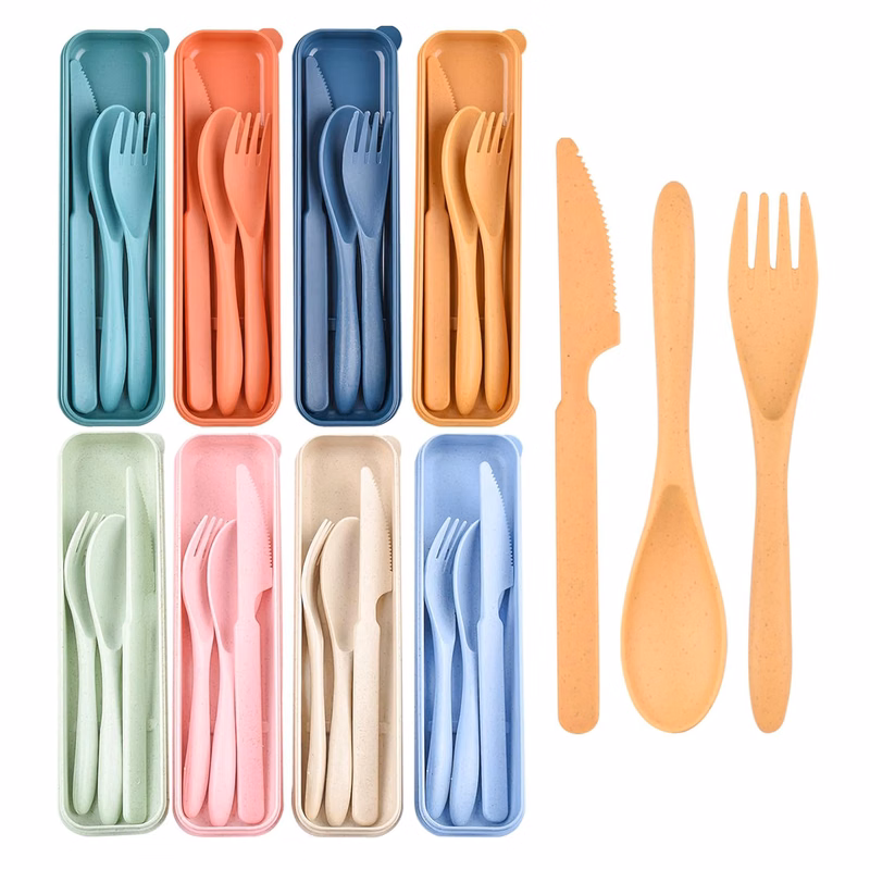 MOQ 50pcs Portable Lunch Time Cutlery Set With Case
