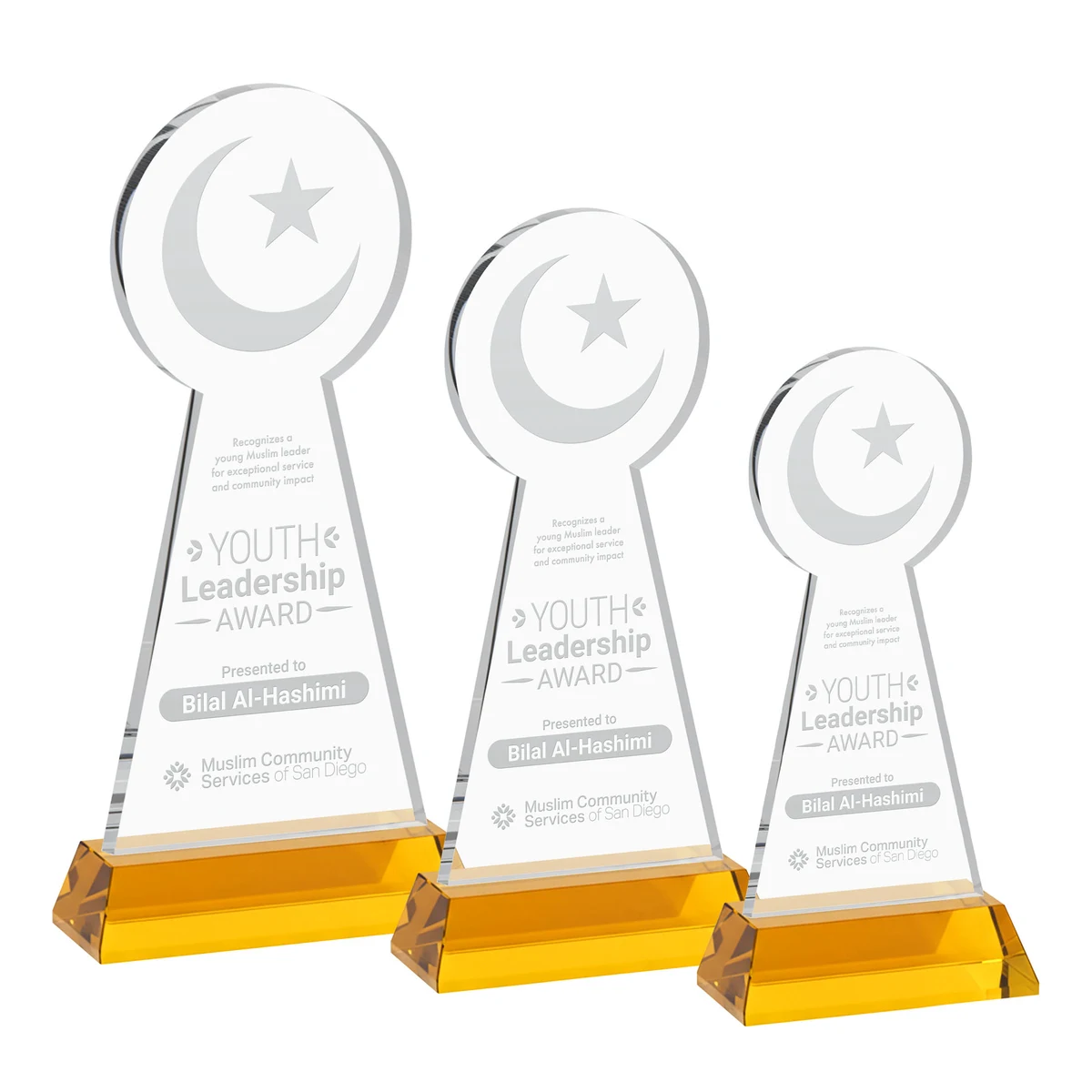 Crescent & Star Award on Hartford Base - Amber 1