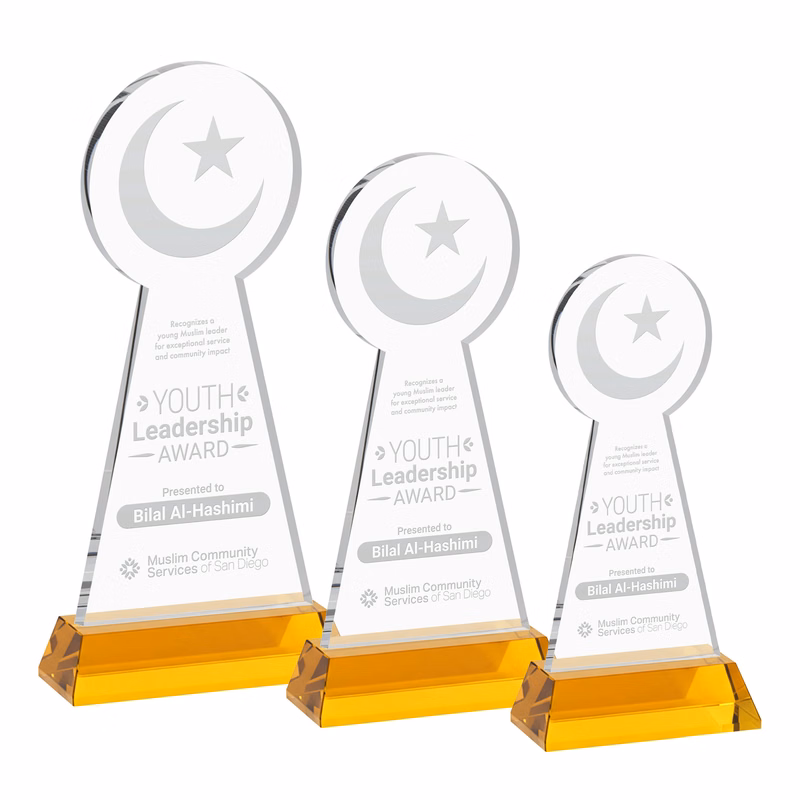 Crescent & Star Award on Hartford Base - Amber
