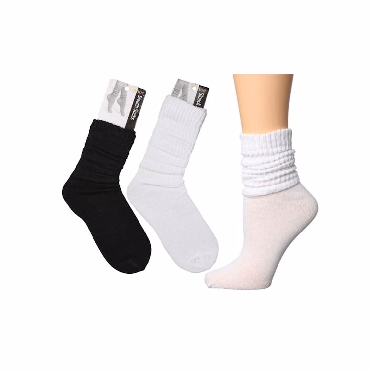 Women's Tipi Toe Crew Slouch Socks Black White 9-11 1 Pack