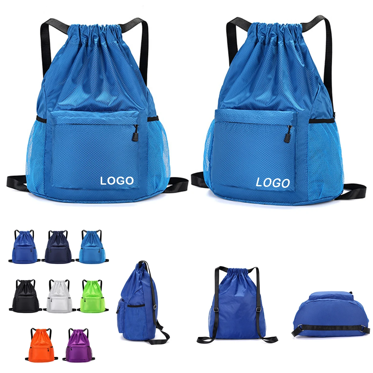 Customizable Oxford Mesh Gym Bag with Zipper Pocket 1