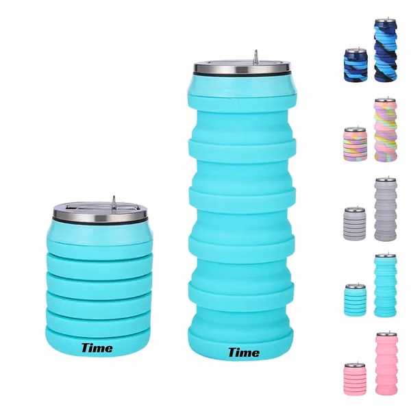 Custom 16 oz Folding Food-Grade Silicone Water Bottle — Portable Hydration Gear