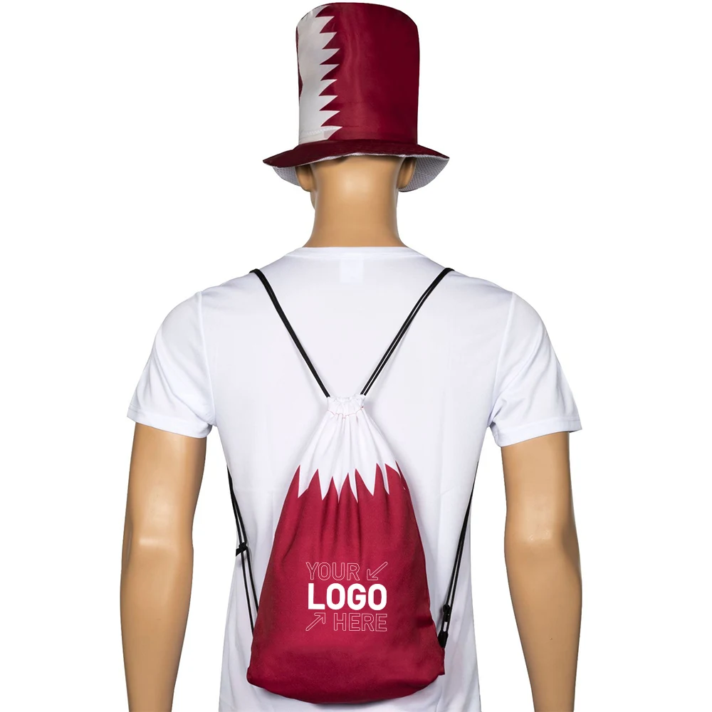 Qatar World Cup National Flag Drawstring Bag 1