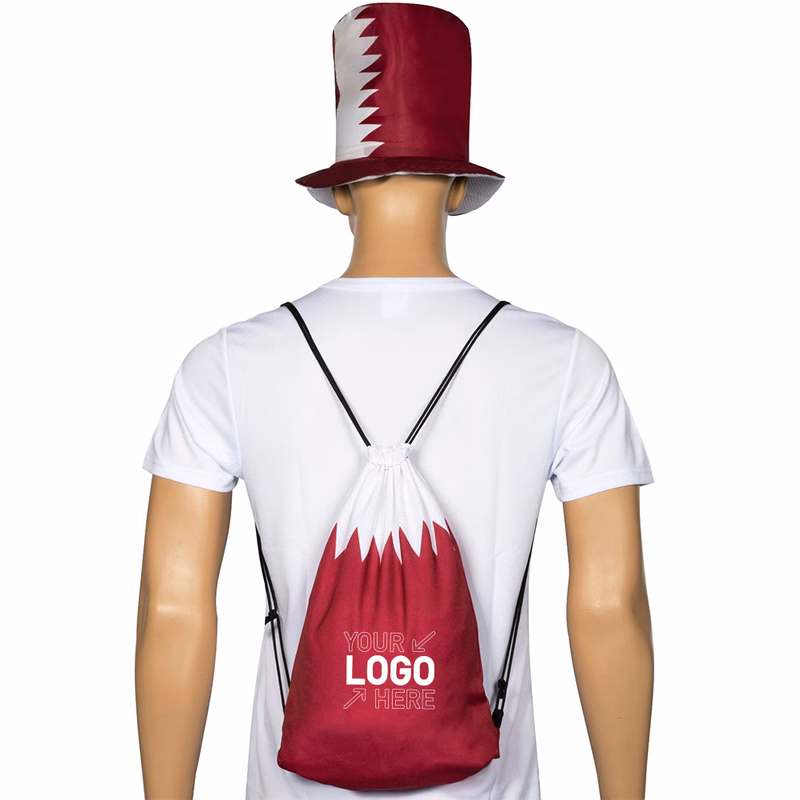 Qatar World Cup National Flag Drawstring Bag