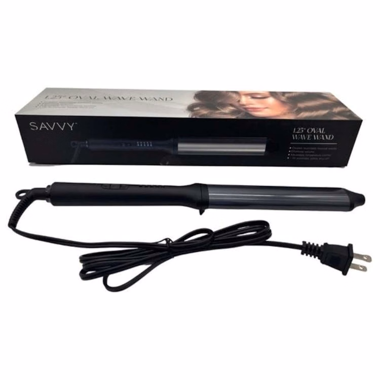 Oval Wave 1.25" Curling Iron Wand Gun Metal