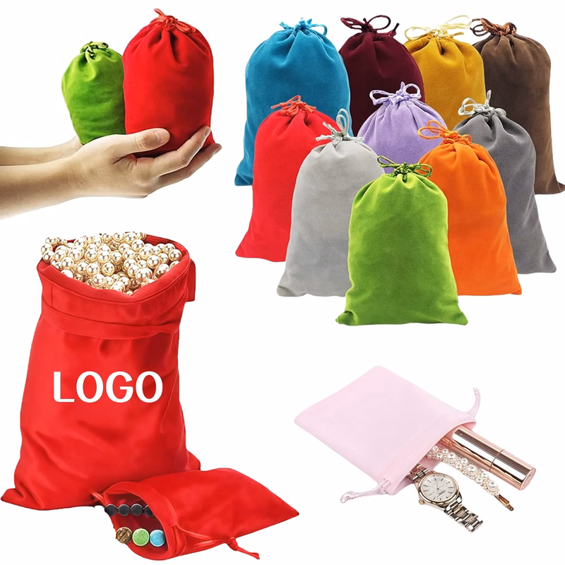 MOQ Multi-Purpose Colorful Velvet Gift Bags With Drawstring