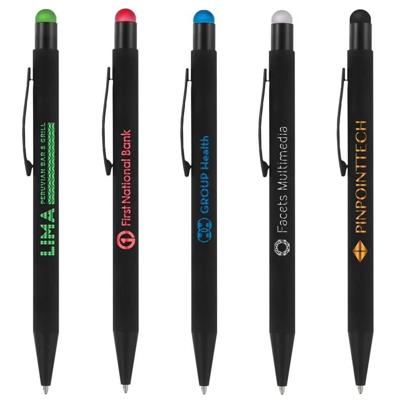 Bold Midnight Softy w/Stylus - Laser Engraved Metal Pen 1