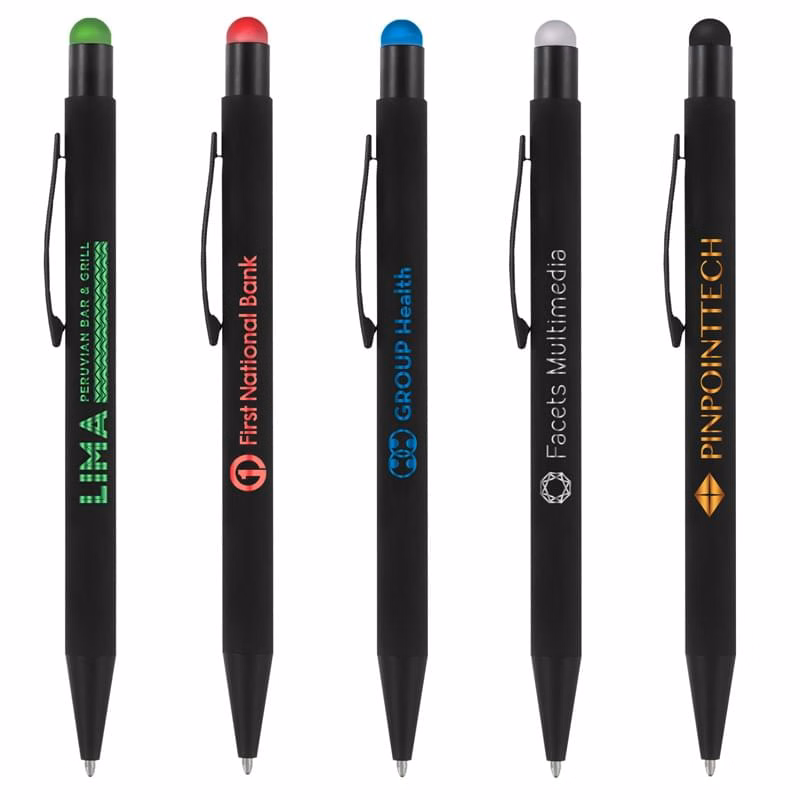 Bold Midnight Softy w/Stylus - Laser Engraved Metal Pen