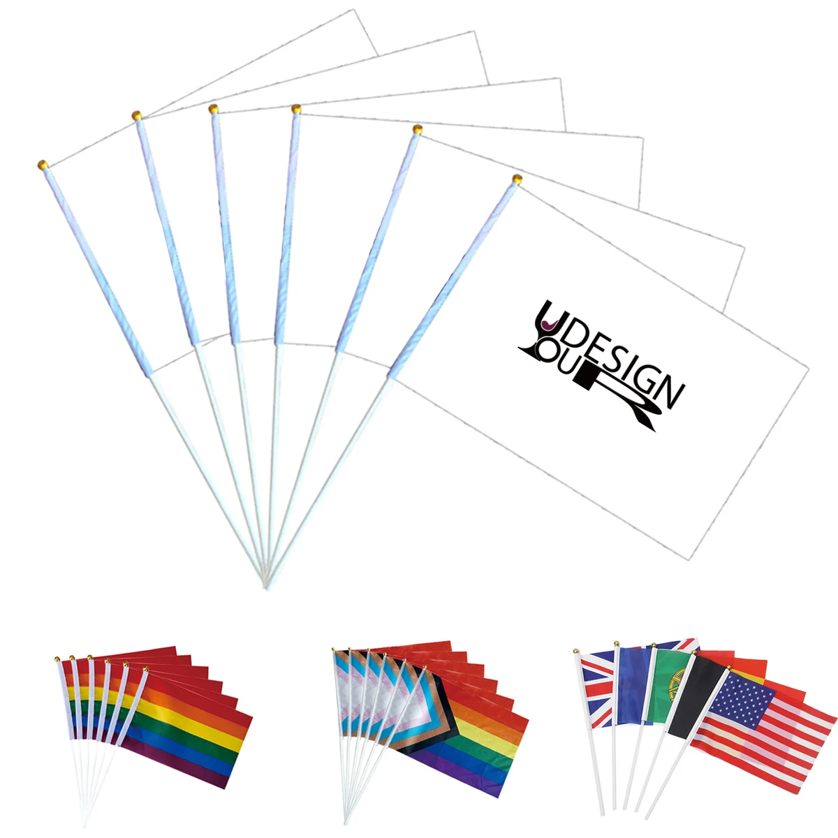 Custom Handheld Flag - 8.3" x 5.1", Portable Size 1