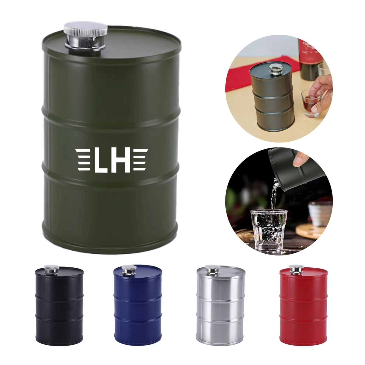 24OZ Stainless Steel Liquor Flasks, Gifts for Men, custom water bottle with logo imprint 1