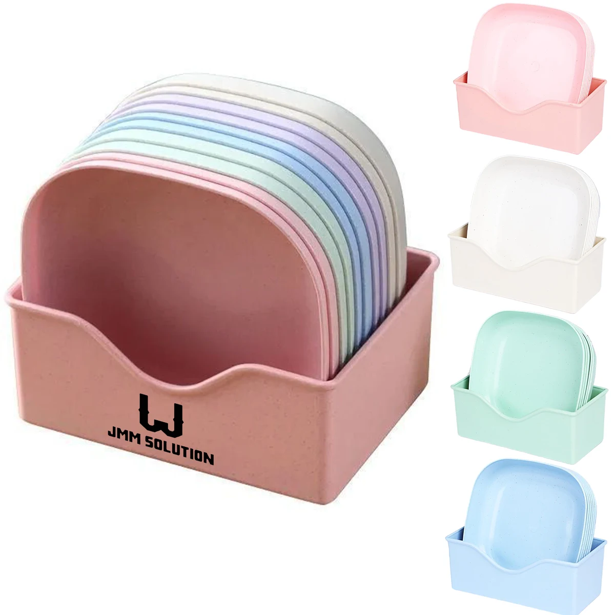 10 Pcs Stackable Plastic Dinner Plates w/ Base 1