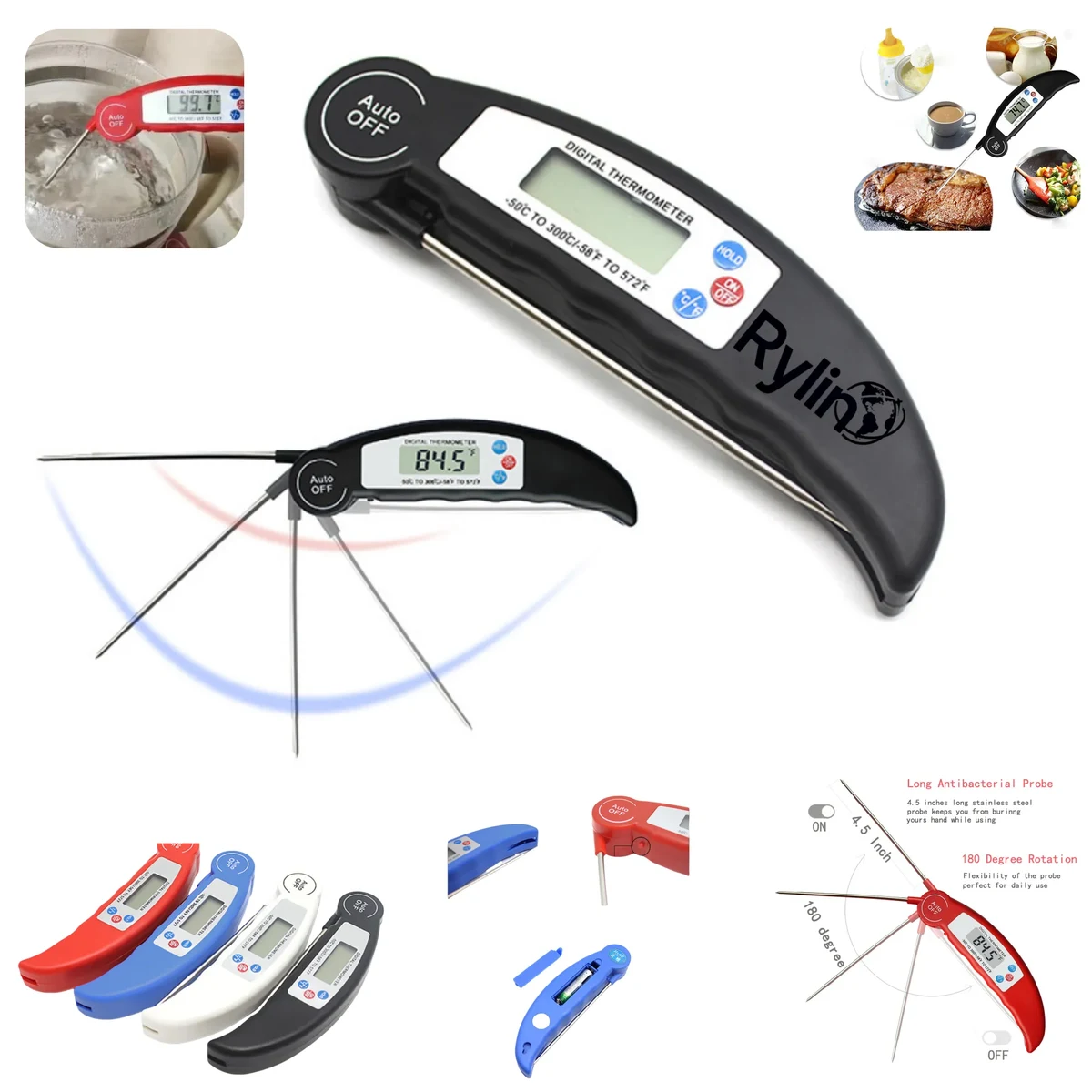 Food Grill Oil-Water Temperature Foldable Probe Tool 1