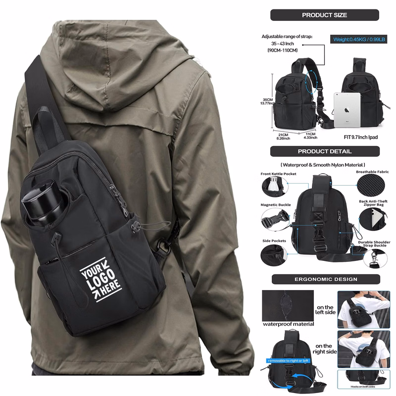 Men Women Tactical Backpack Shoulder Daypack Mini Anti-Theft Sling Cross Body Motorcycle Chest Bag