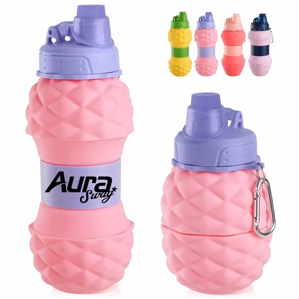 Custom Collapsible Silicone Water Bottle with Fruit Design — Eco-Friendly Hydration Promo