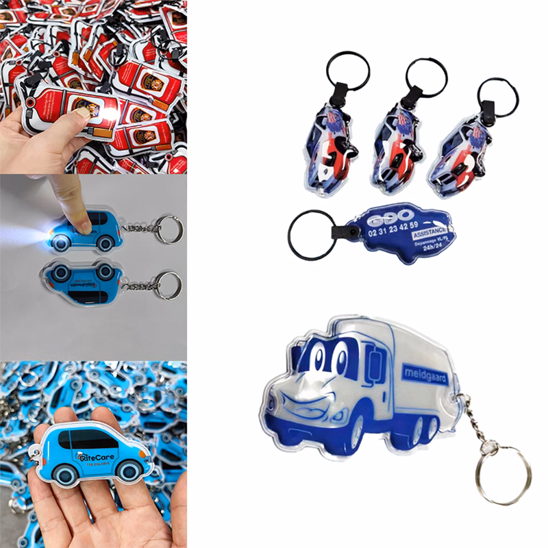 LED Reflective Plate Pendant Pvc Keychain