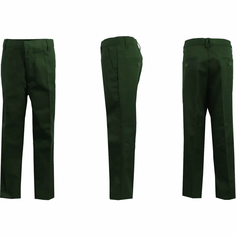 Boys' Uniform Pants - Size 8 - 20 Green Flat Front