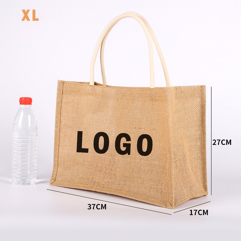 Jute Tote Bag With Cotton Handle