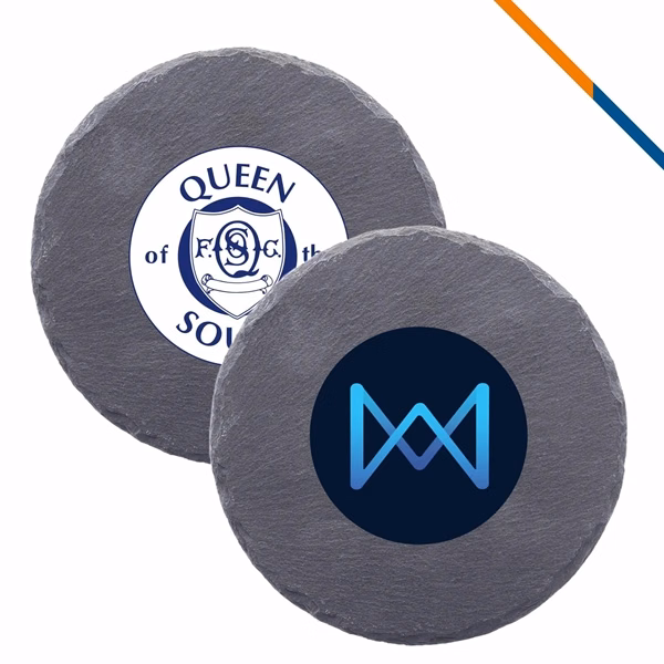 Custom 4 inch Round Slate Coaster with EVA Base — Hospitality Table Décor