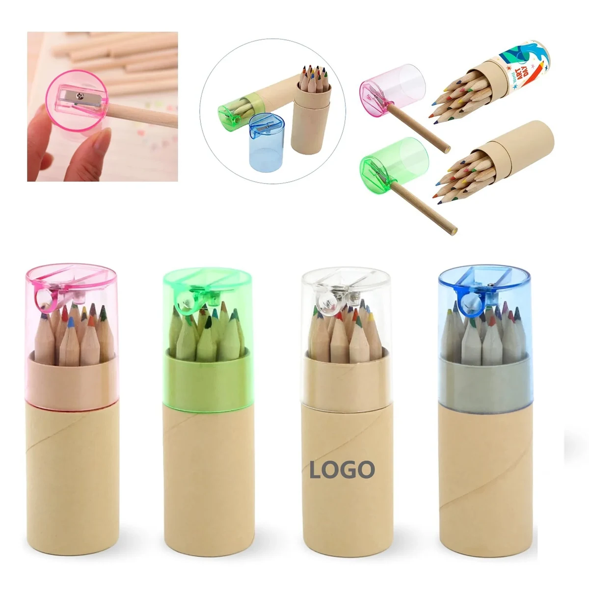 12 Color Pencil in Tube W/Sharpener 1