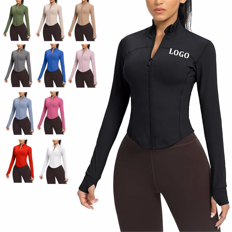 Women Cropped Running Workout Zip Jacket