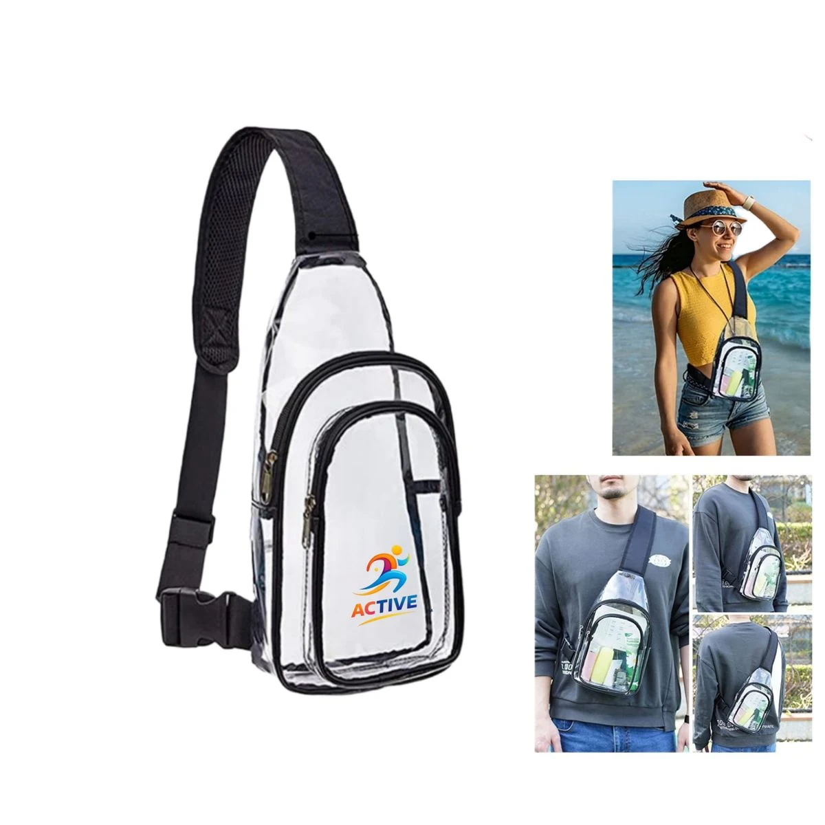 Stadium Approved PVC Sling Bag Crossbody Backpack 1