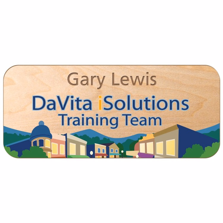 USA Made UV Inkjet & Engraved Wood Badge Personalized  Custom Shape (15 Sq. Inches)