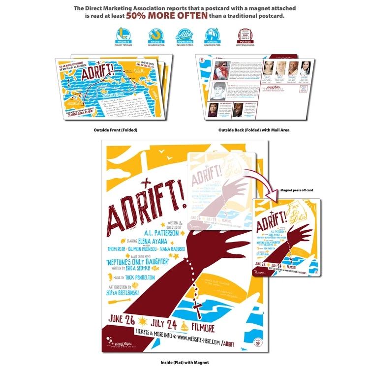 Standard Folded Postcard UV Coated - 10 pt. with 3.5 x 4 Magnet (20 mil.) 1