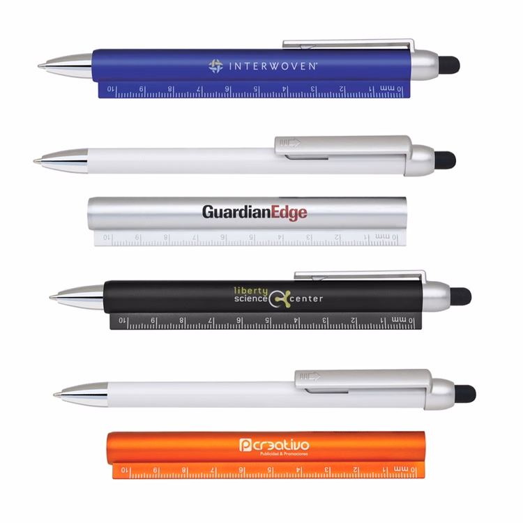 3 in 1 Plastic Ruler, Stylus Ball Point Pen