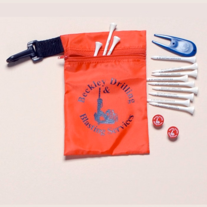Golf Zipper Pouch w/ Six 2 3/4" Tees & 3 Markers